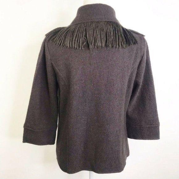 Cynthia Rowley Wool Fringe Open Front Jacket - Picture 6 of 8